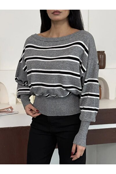 Park Karon Women's Wide Neckline Sleeve Detail Premium Yarn Soft Textured Kni...