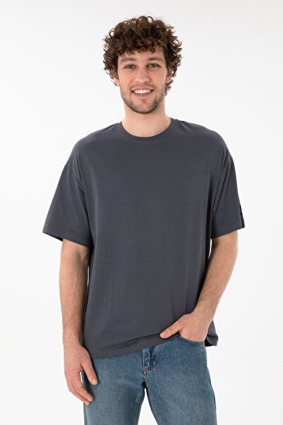 U.S. Polo Assn. Tricou Bărbați Gri Petrol Cu Guler Rotund Oversize