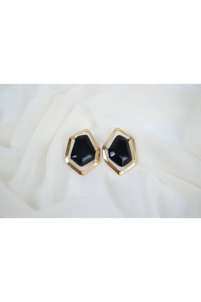 ATELİER TUĞBA BKP088 أقراط ذهبية اللون مرصعة بالأحجار الكريمة بتفاصيل سداسية ...