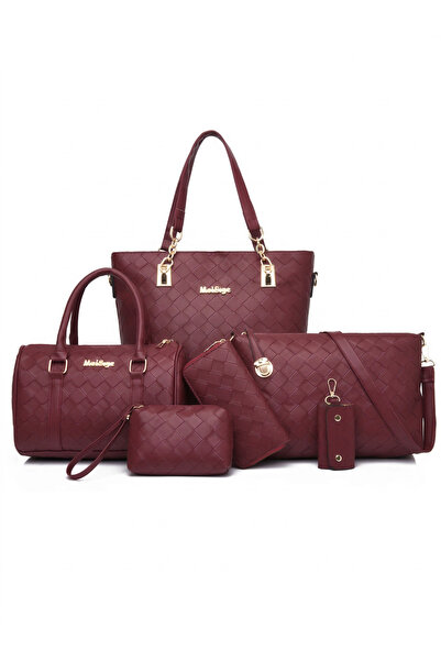 Magdeal Set 6 Genti din Piele Ecologica, Model Impletit