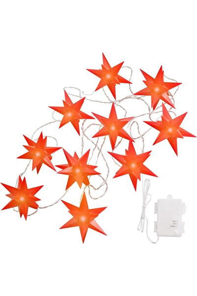 NO BRAND Lanț luminos cu 10 steluțe, roșu