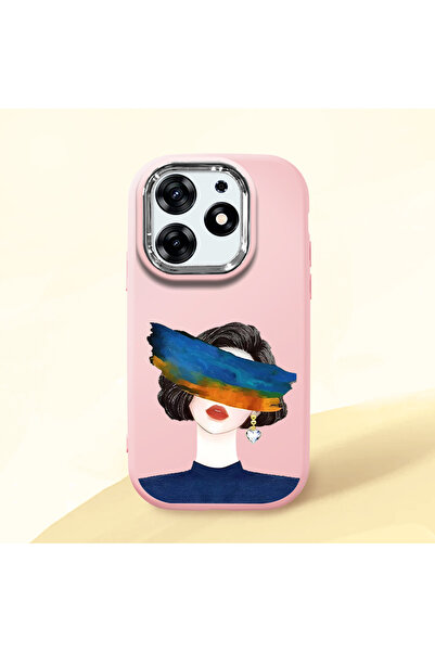 Hontinga حافظة هاتف من السيليكون الناعم باللون الوردي متوافقة مع كاميرا تكنو ...