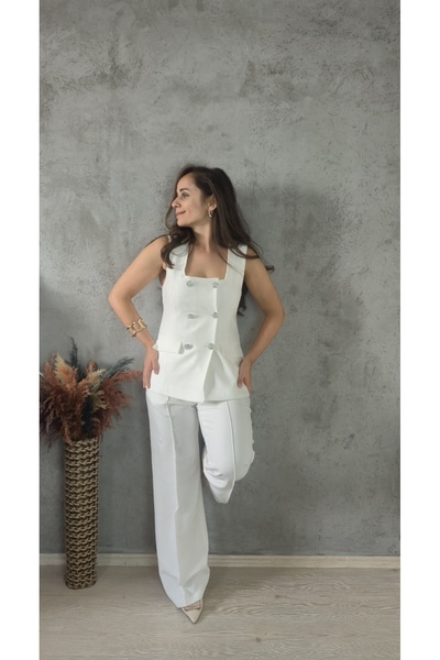 Butik TAŞLI DÜĞMELİ YELEK PANTOLON TAKIM
