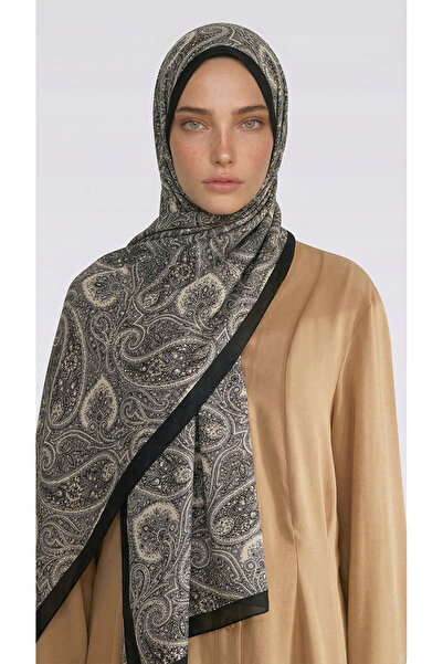 Karaca Шал от памук с десен Сапира - черен / кремав