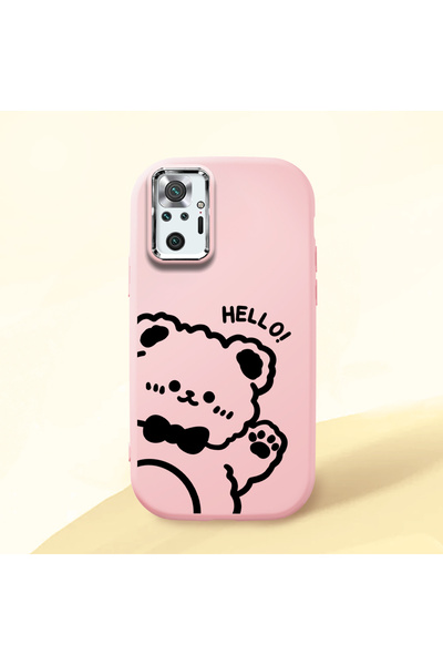 Hontinga Redmi Note 10 Pro Compatible Camera Protected Pink Soft Silicone Pho...