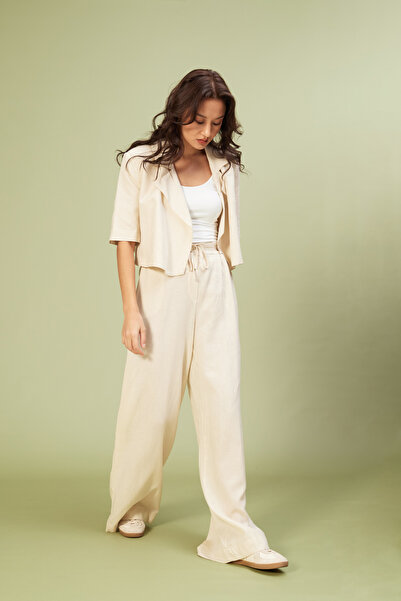 Nisan Lace-Up Linen Mixed Pants