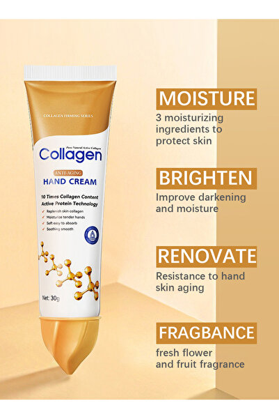 L&Wen Collagen Anti-Aging Hand Cream, Moisturizing Hand Lotion Nourish Dry Skin & Reduce Wrinkle, 30g*5Pcs