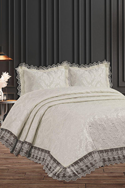 My Bed Home Collection Damask Lace Piece 3-Piece Set Y Bedspread (Cream)