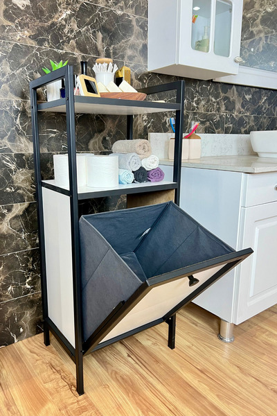 St Morritz Metal Çamaşır Sepeti ve Banyo Rafı Düzenleyici Seti
