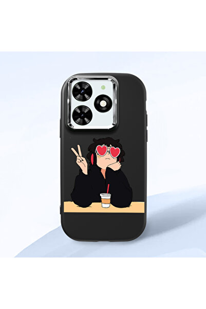 Hontinga حافظة هاتف من السيليكون الناعم باللون الأسود متوافقة مع كاميرا تكنو ...