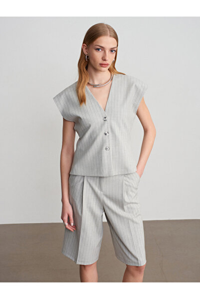 Dilvin 60607 Striped Vest -Gray