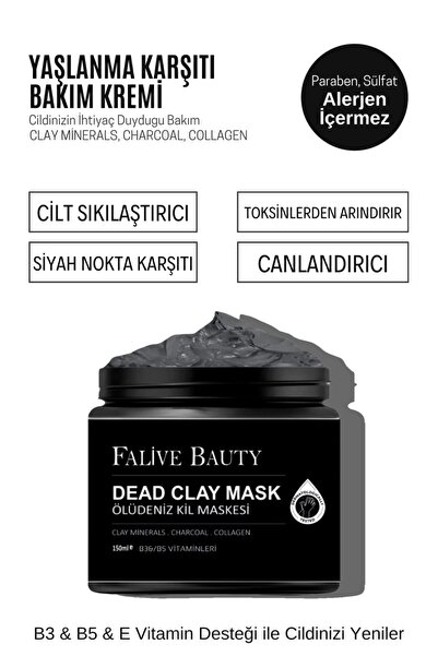 FALİVE BEAUTY Ölü Deniz Kil Maskesi Kolajen Siyah Nokta Karşıtı Ölü Deriden A...