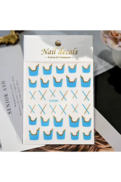 delis Marquise nail stickers, STICKER59, Blue/Gold