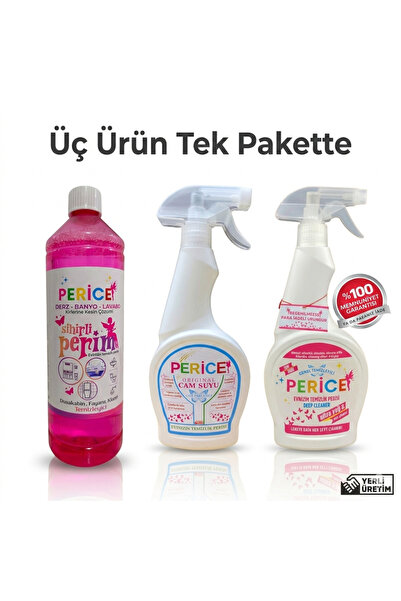 PERİCE 3’Lü Set Yağ ve leke Çıkarıcı - Derz Temizleyici - Cam Suyu