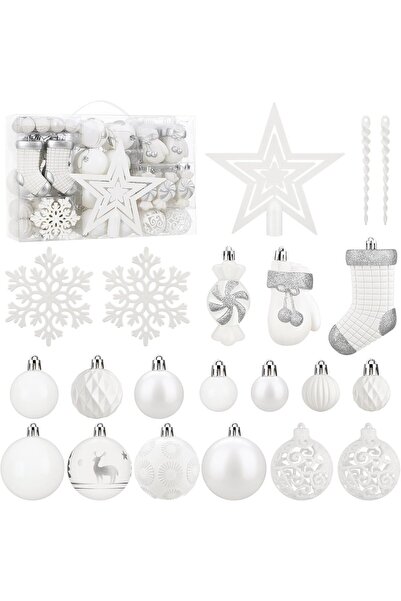 NO BRAND 128 buc. globuri de Crăciun decorațiuni - Set asortat de ornamente d...