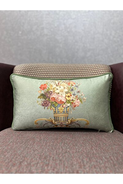 Fabricland Βελούδο Ανοιχτό Πράσινο Ορθογώνιο Κλασικό Floral κοτλέ 30Χ50