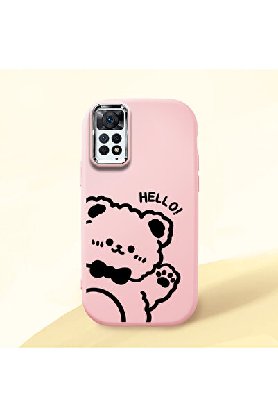 Hontinga Redmi Note 11 Pro Compatible Camera Protected Pink Soft Silicone Pho...