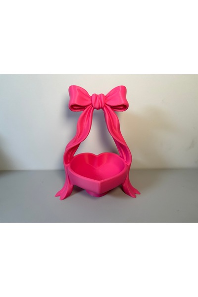 DU&ER سلة تنظيمية بتصميم قلب وفيونكة - صندوق تخزين زخرفي متعدد الأغراض