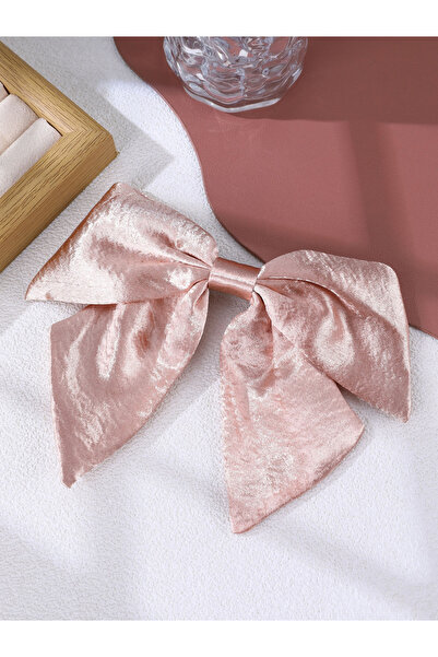 Take Two By Styli مشبك شعر وردي اللون على شكل فيونكة من الساتان