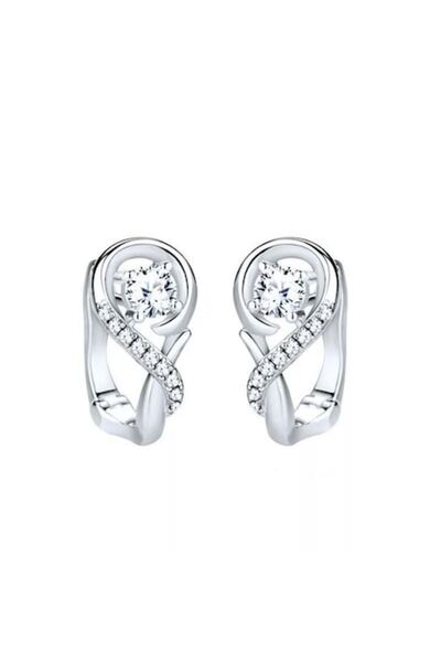 CRM Women's Earrings with Zirconia Crystals, Silver