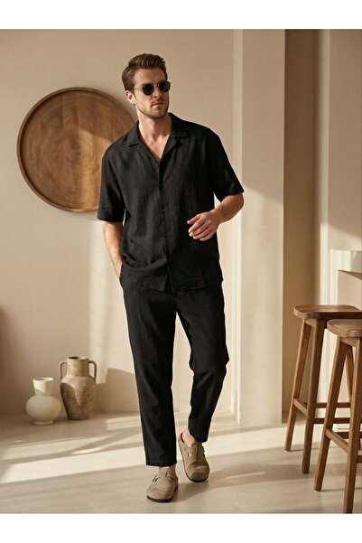 Mİ TİA ATELİER Short Sleeve Viscose Linen Sets