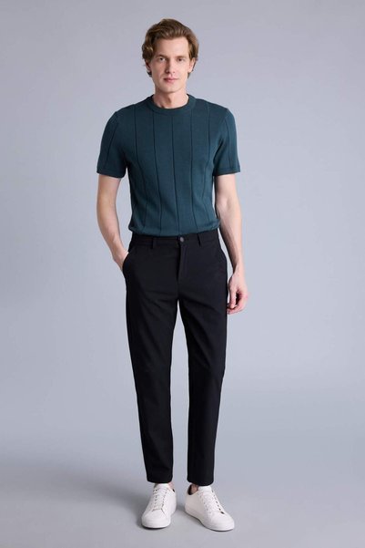 DeFacto Tailored Fit Elastik Bağlamalı Bel Dokuma Pantolon H3112AX26SP