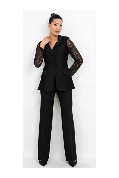 Dorne Moda Dantel Detaylı Blazer Takım