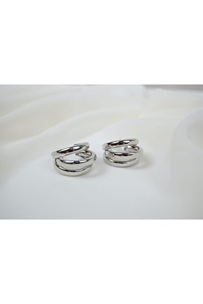 ATELİER TUĞBA Bkp133 Three Row Ring Earrings (Inner Diameter 20 mm)