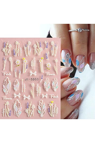 delis 3D Marquise nail stickers, STICKER73, White