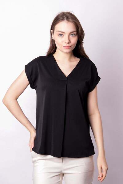 Jument Γυναικεία Μετάξι i K Κρεπ Υφασμάτινη μπλούζα με λαιμόκοψη V και μπροστ...