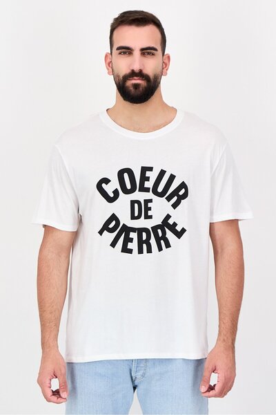 Undiz Men Crew Neck Short Sleeve Graphic Print T-shirt, White