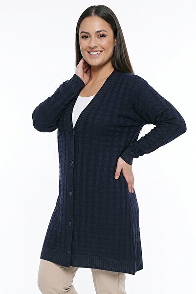 By Saygı Women's Houndstooth Patterned Plus Size Stretch Fabric Knitwear Card...