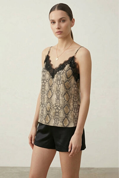 peralist Γυναικεία Taş Yılan Με σχέδιο με τύπωμα Δαντέλα Λεπτομερής ρυθμιζόμε...