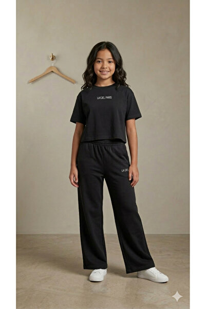 Motebarn Wear Girl's Wide-Leg Sweatpants Set - "La'Ciel Paris" Printed Set