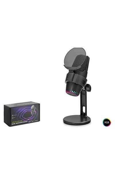 HADRON ميكروفون سطح المكتب M9 Gaming RGB من النوع C 48 كيلو هرتز 16 بت - أسود