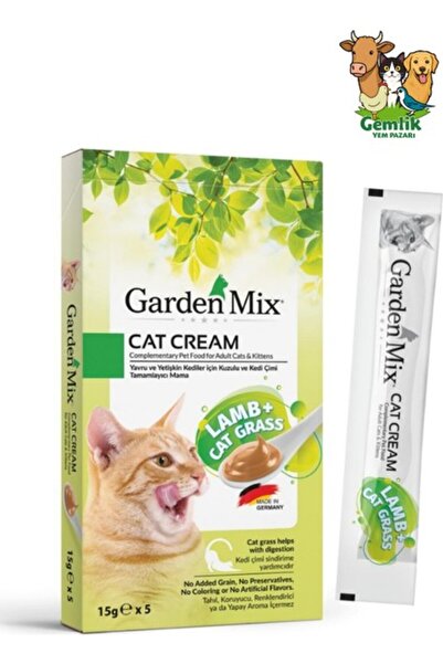 Gardenmix Garden Mix Kedi Çimi ve Kuzulu Krema Kedi Ödül Maması 15GR x 5 Adet