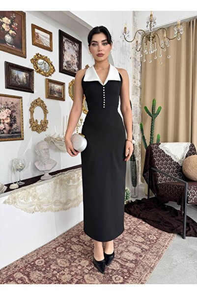 Karteks İnci Aksesuarlı Elbise
