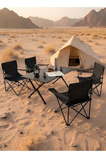 Taimi 5-piece camping set: tablecarrying bag, 4 chairs with backrest and cup ...