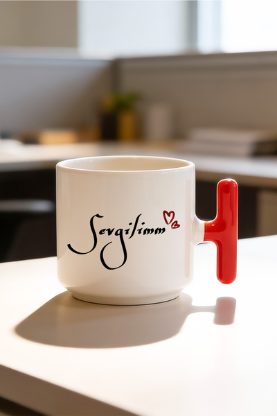 BB TRADE كوب سيراميك مطبوع بتصميم دارلي ديفيدسون بمقبض على شكل حرف T باللون ا...