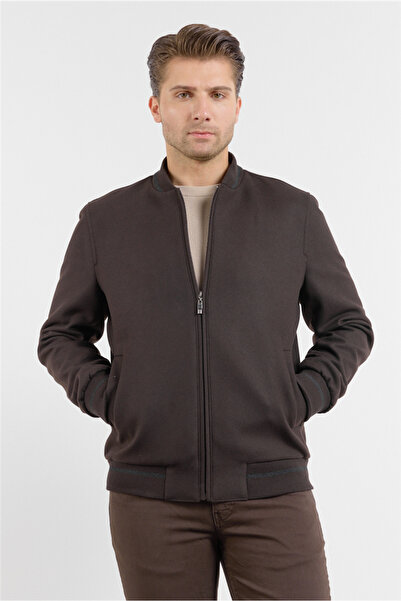 İmza Brown Melton College Collar Plain Unslotted Full Lining Comfort Fit Clas...