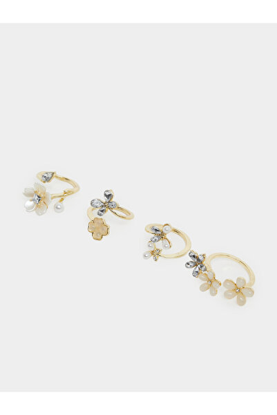 Styli Pack of 4 - Embellished Floral Rings