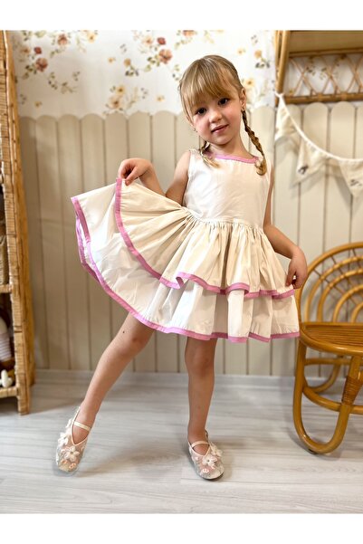Balerinikizler Baby&Kids Katlı Poplin Kız Çocuk Elbise