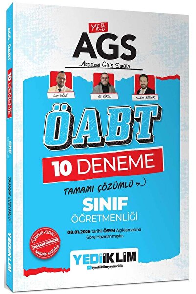 Yediiklim Yayınları MEB AGS ÖABT Sınıf Öğretmenliği Tamamı Çözümlü 10 Deneme ...