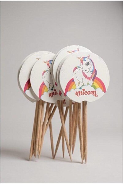 Cadde Süs Ornament cu tematică unicorn, pachet de 20 de scobitori