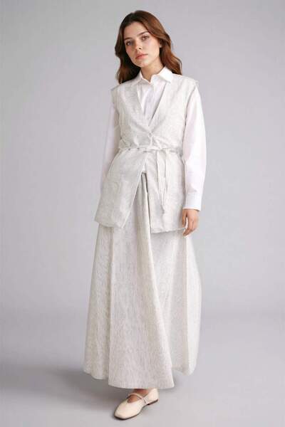 DeFacto A-Line Striped Linen Skirt H2491Ax26Sp