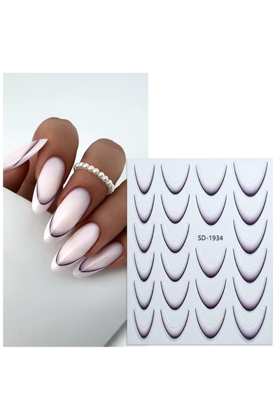 delis French nail stickers Marquise, STICKER72, Black