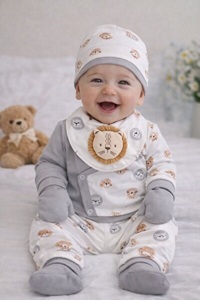 Baby Minika Organik Pamuklu Aslan Tulum Seti