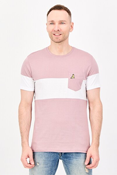 Brave Soul Men Crew Neck Short Sleeve Embroidered Logo T-Shirts, Light Lavender