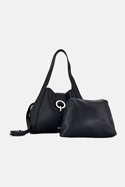 XTI Women Brand Logo Handbag With Purse, Black