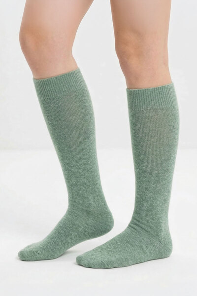 Buluş Organic Двойка зелени дамски чорапи до коляното от органична овча вълна...